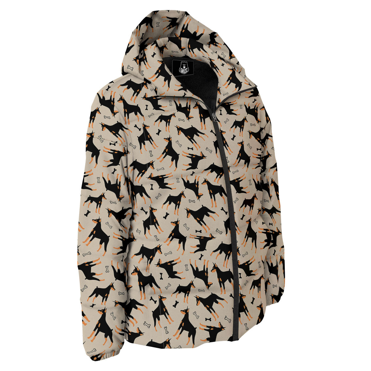Pinscher Doberman Print Pattern Down Jacket-grizzshop