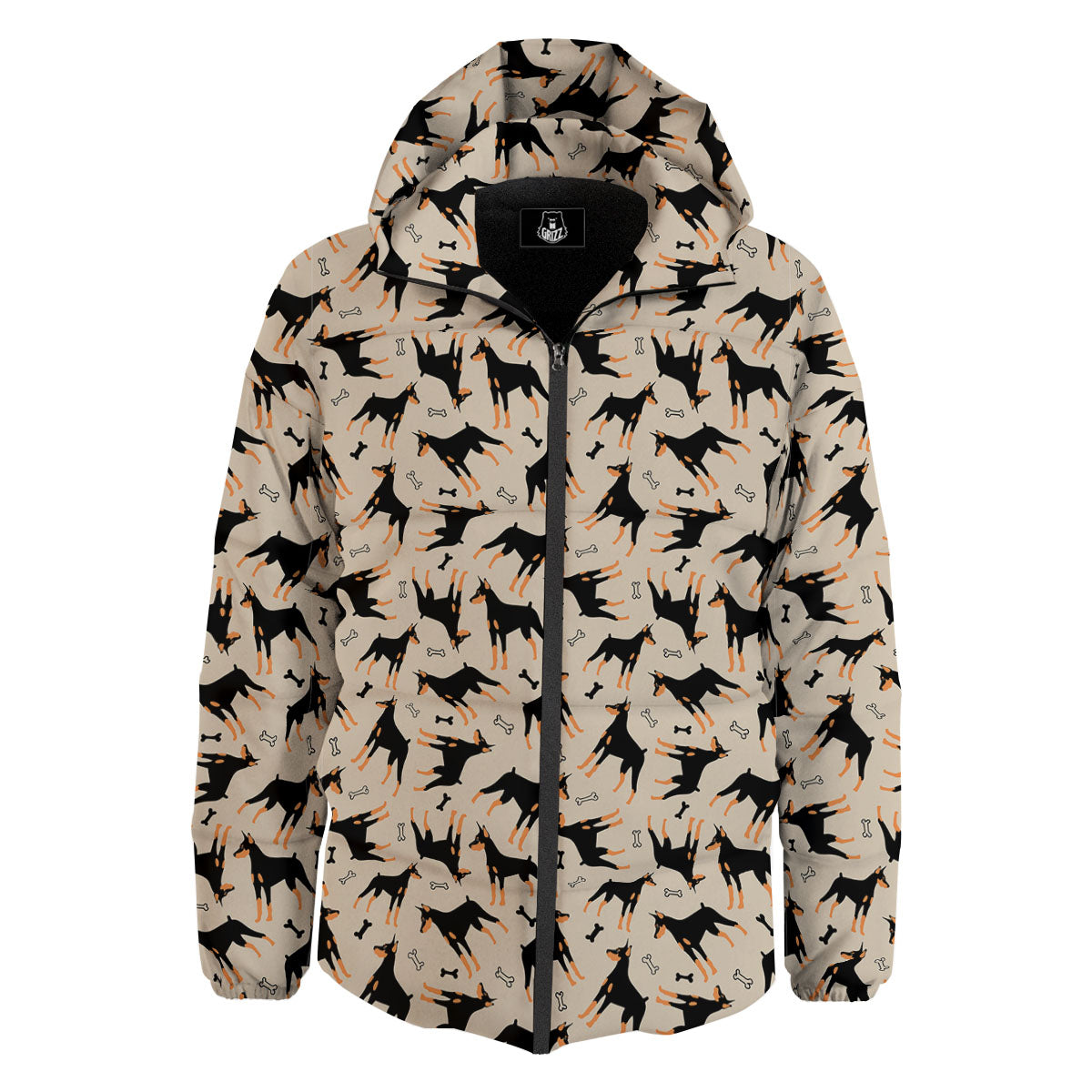 Pinscher Doberman Print Pattern Down Jacket-grizzshop