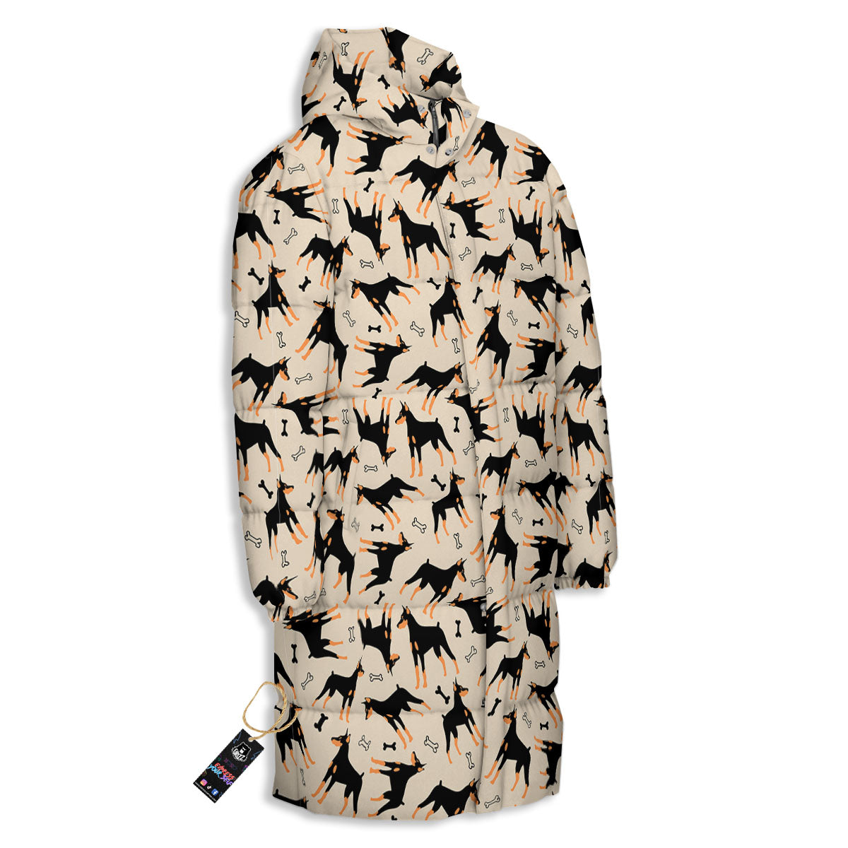 Pinscher Doberman Print Pattern Long Down Jacket-grizzshop