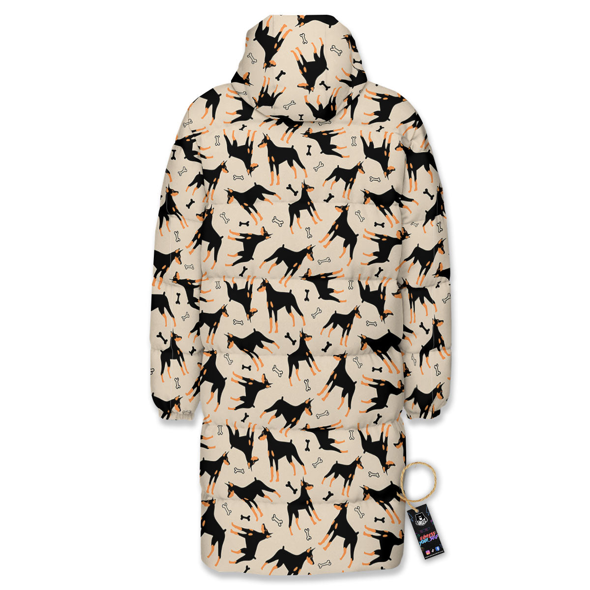 Pinscher Doberman Print Pattern Long Down Jacket-grizzshop