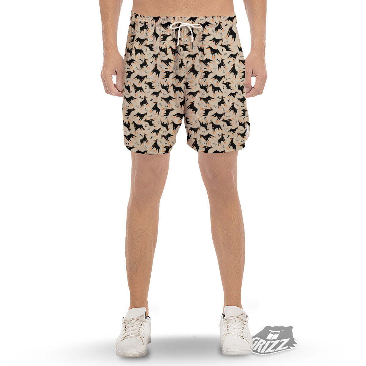 Pinscher Doberman Print Pattern Men's Gym Shorts-grizzshop