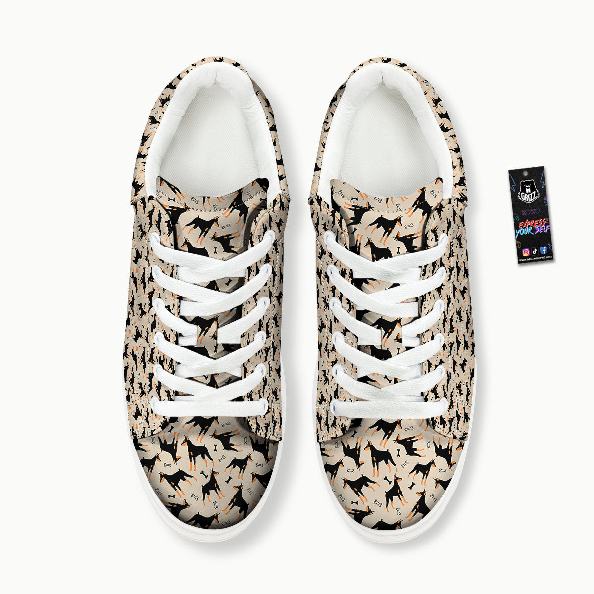 Pinscher Doberman Print Pattern Platform Shoes-grizzshop
