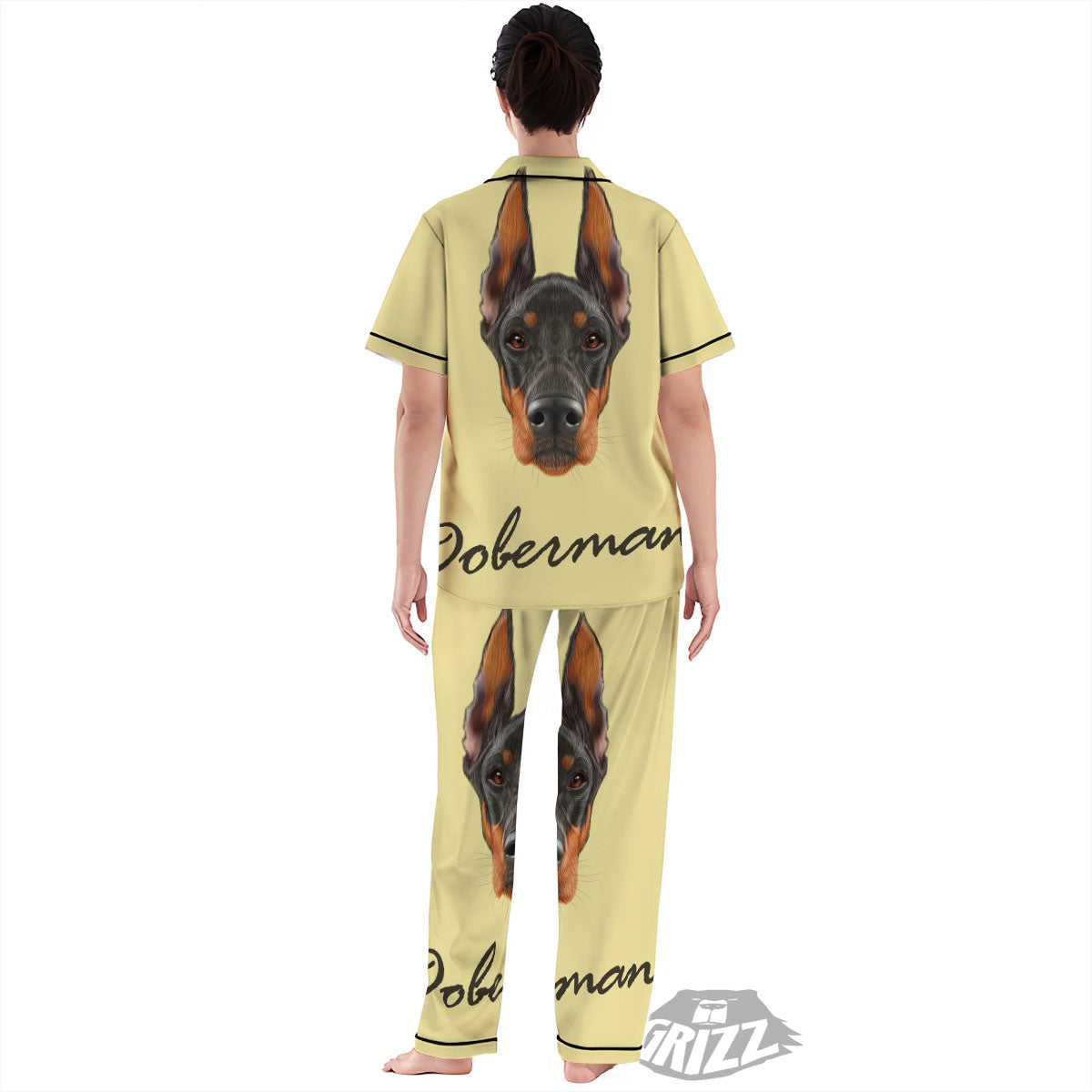 Pinscher Doberman Print Women's Pajamas Set-grizzshop