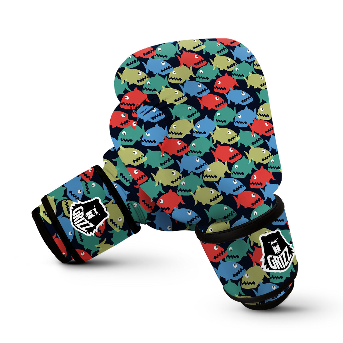 Piranha Colorful Print Pattern Boxing Gloves-grizzshop