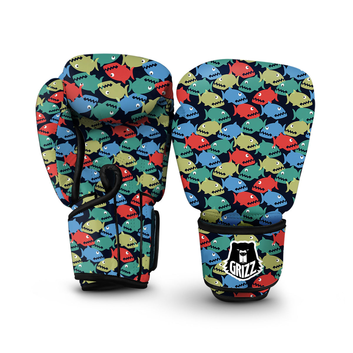 Piranha Colorful Print Pattern Boxing Gloves-grizzshop