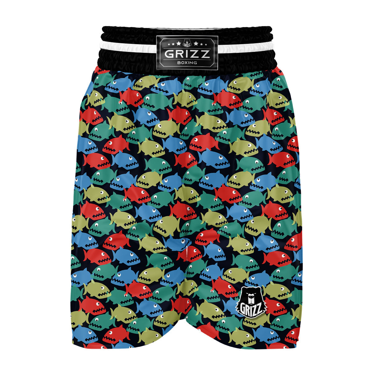 Piranha Colorful Print Pattern Boxing Shorts-grizzshop