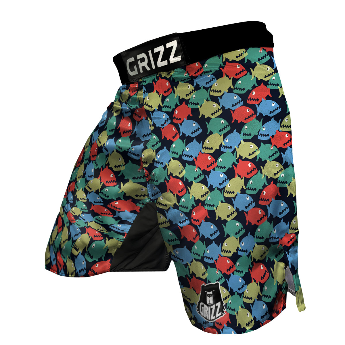 Piranha Colorful Print Pattern MMA Shorts-grizzshop
