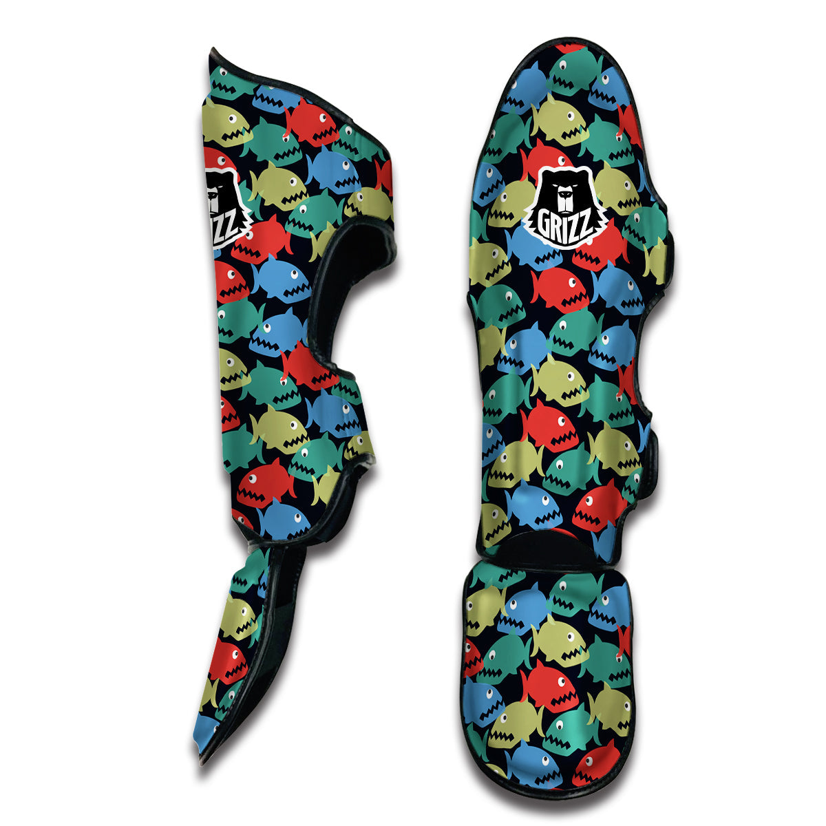 Piranha Colorful Print Pattern Muay Thai Shin Guards-grizzshop