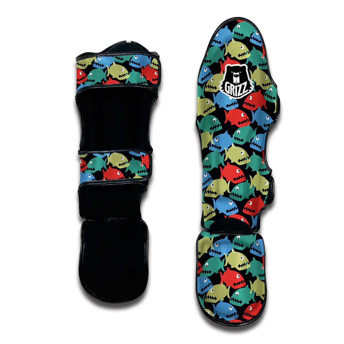 Piranha Colorful Print Pattern Muay Thai Shin Guards-grizzshop