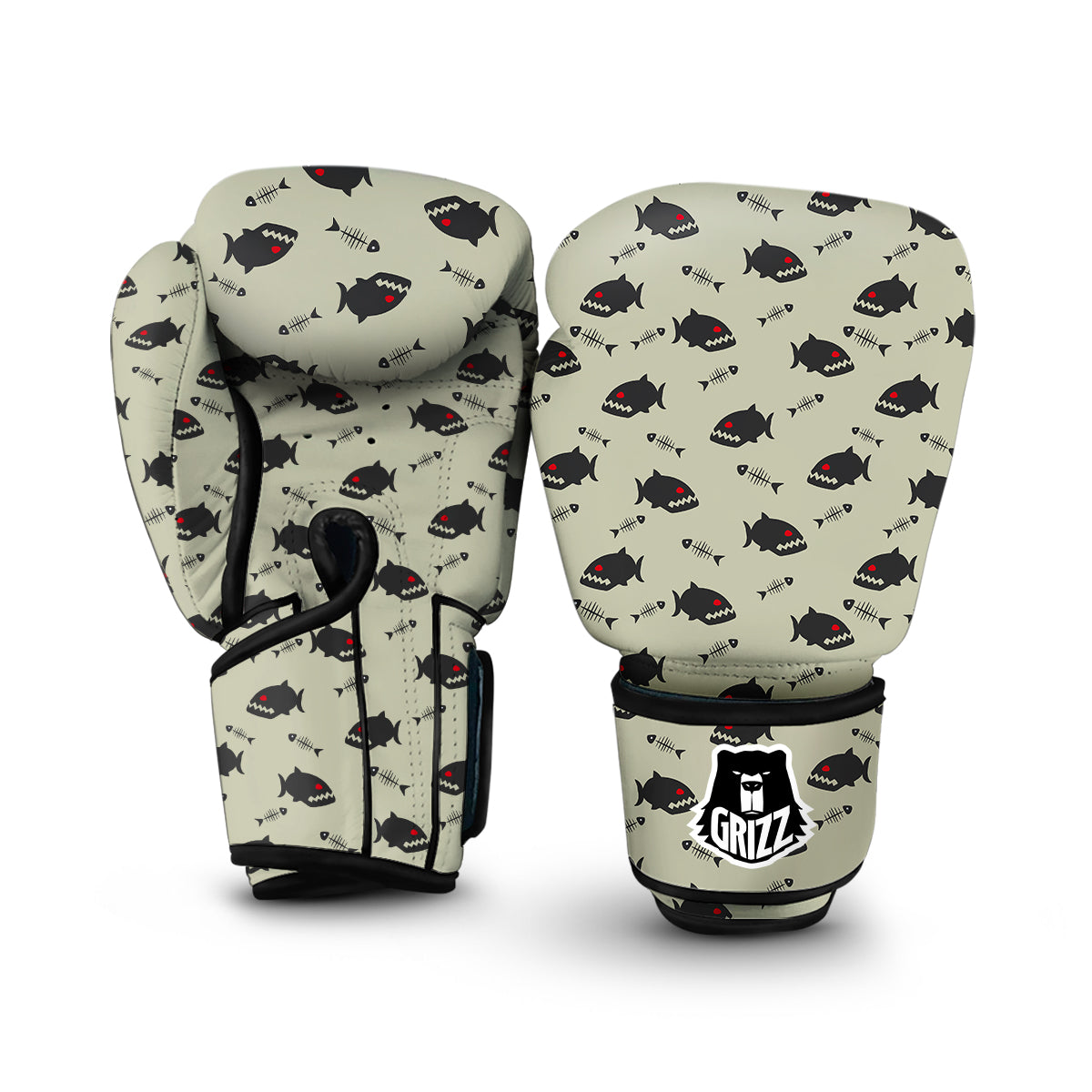 Piranha Print Pattern Boxing Gloves-grizzshop