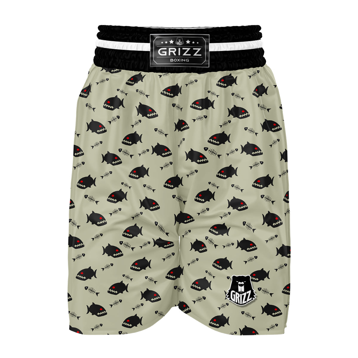 Piranha Print Pattern Boxing Shorts-grizzshop