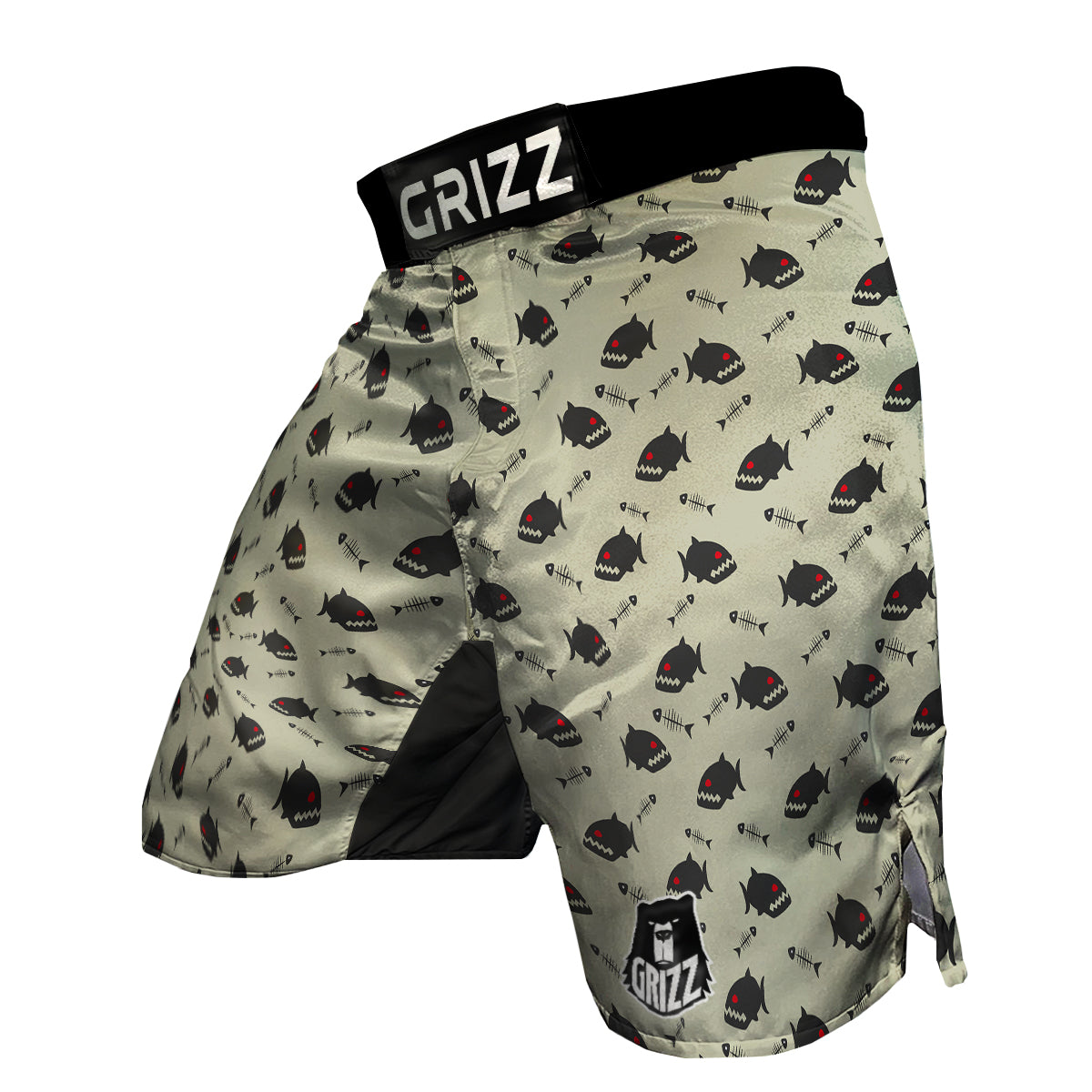 Piranha Print Pattern MMA Shorts-grizzshop