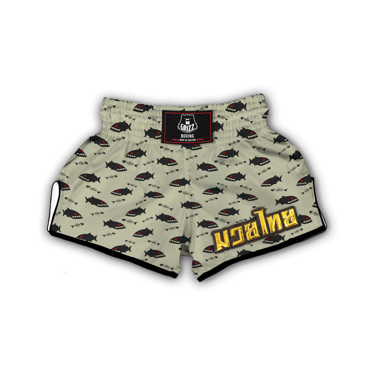 Piranha Print Pattern Muay Thai Boxing Shorts-grizzshop