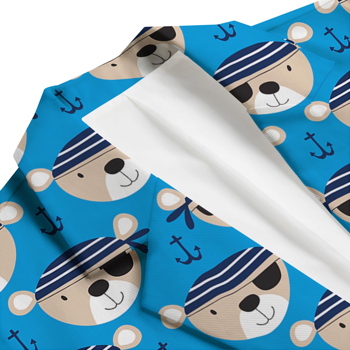 Pirate Bear Pattern Print Men's Blazer-grizzshop