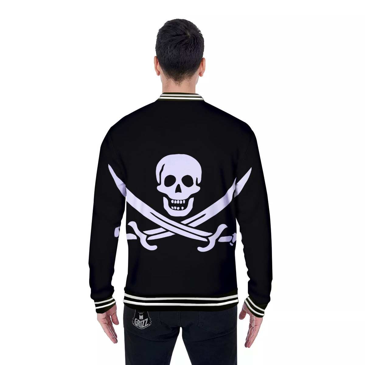 Pirate Flag Calico Jack Print Baseball Jacket-grizzshop
