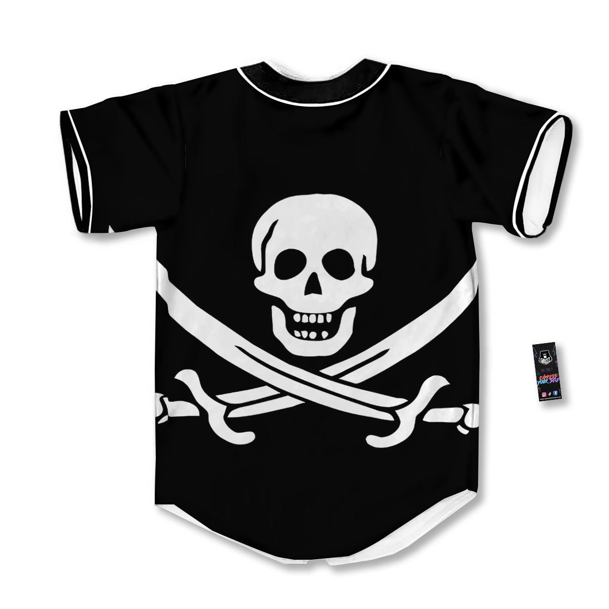 Pirate Flag Calico Jack Print Baseball Jersey-grizzshop