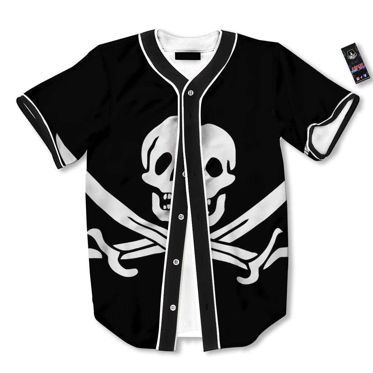 Pirate Flag Calico Jack Print Baseball Jersey-grizzshop