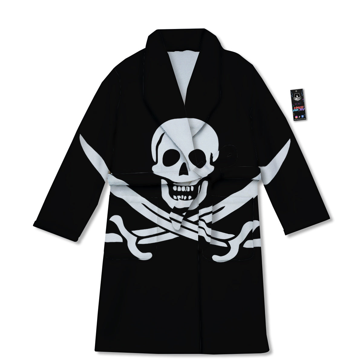 Pirate Flag Calico Jack Print Bathrobe-grizzshop