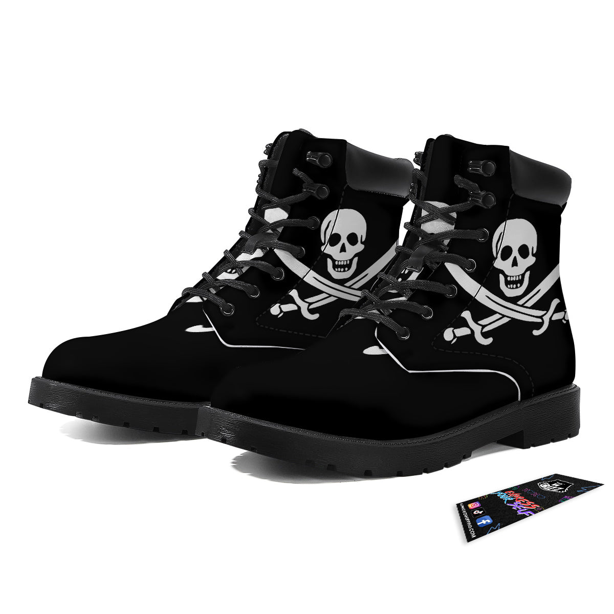 Pirate Flag Calico Jack Print Boots-grizzshop