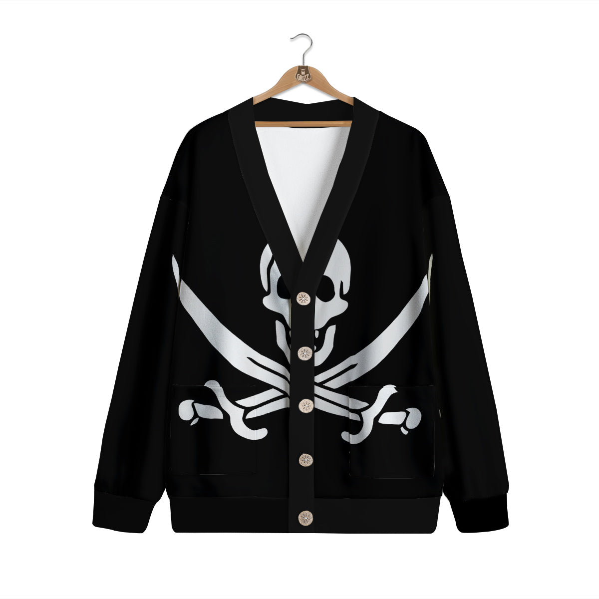 Pirate Flag Calico Jack Print Cardigan-grizzshop