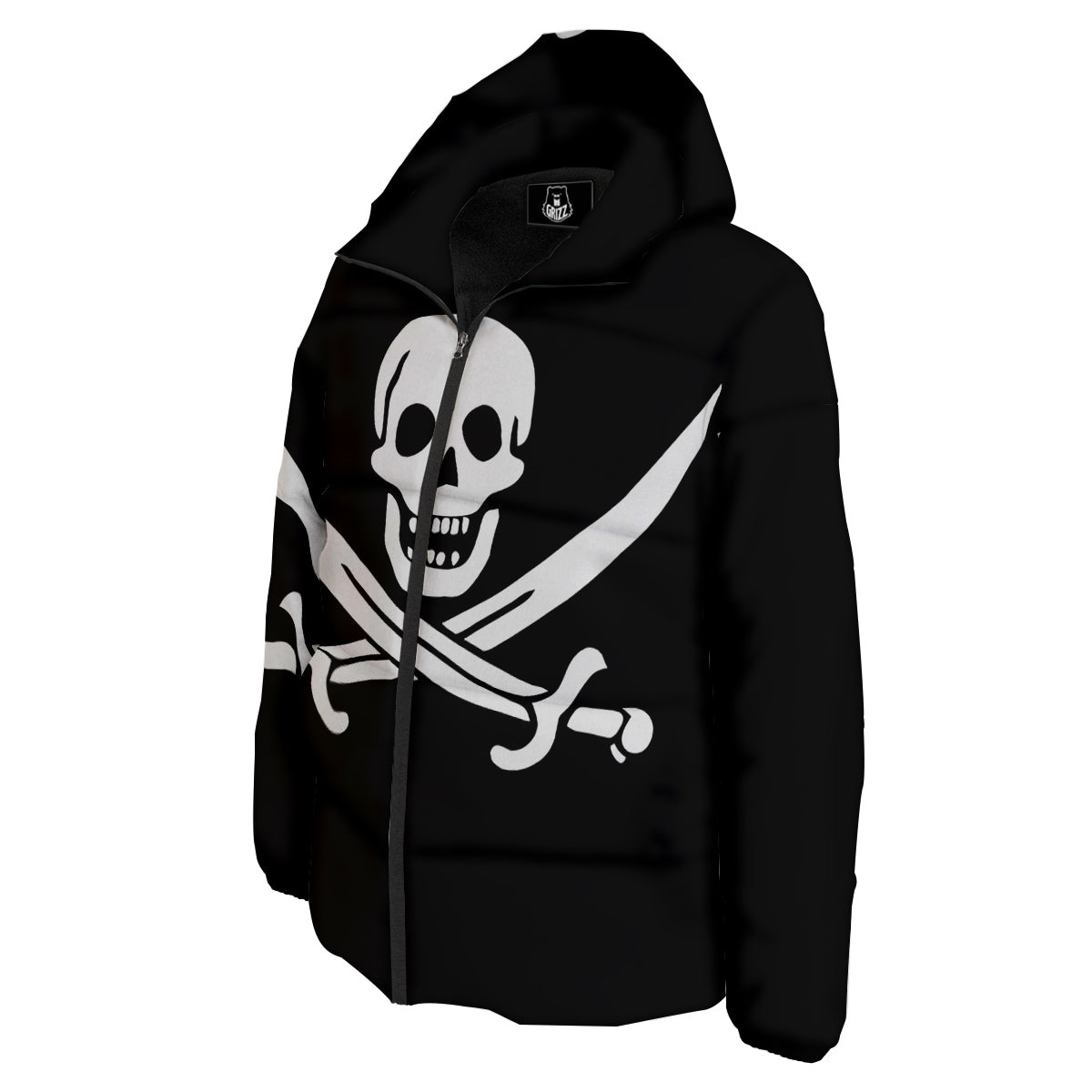 Pirate Flag Calico Jack Print Down Jacket-grizzshop