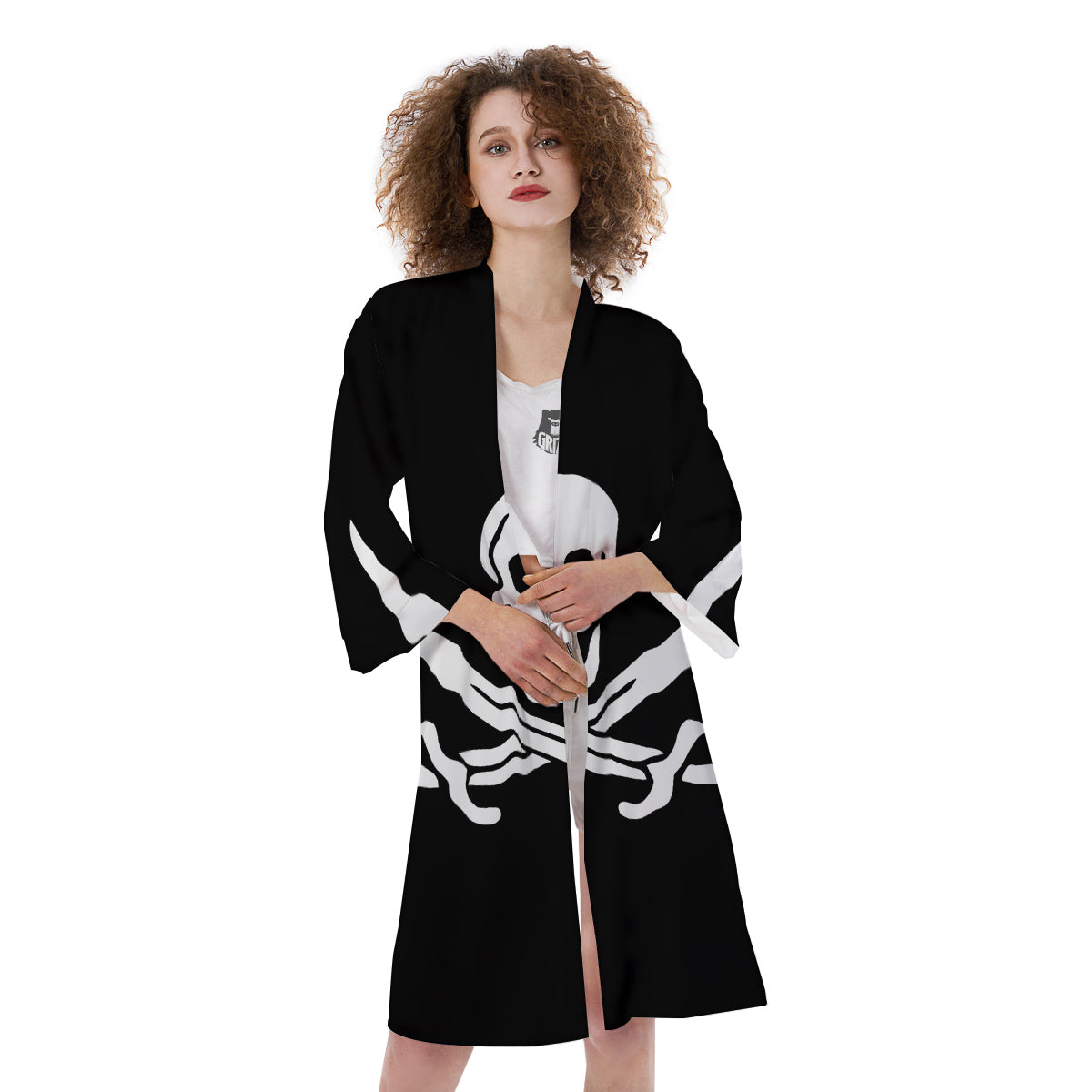 Pirate Flag Calico Jack Print Kimono-grizzshop
