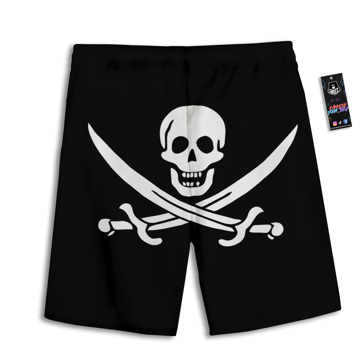 Pirate Flag Calico Jack Print Men's Athletic Shorts