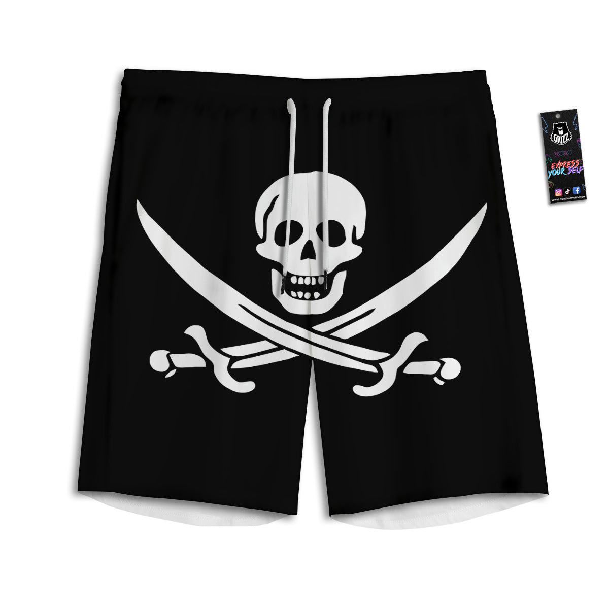 Pirate Flag Calico Jack Print Men's Athletic Shorts