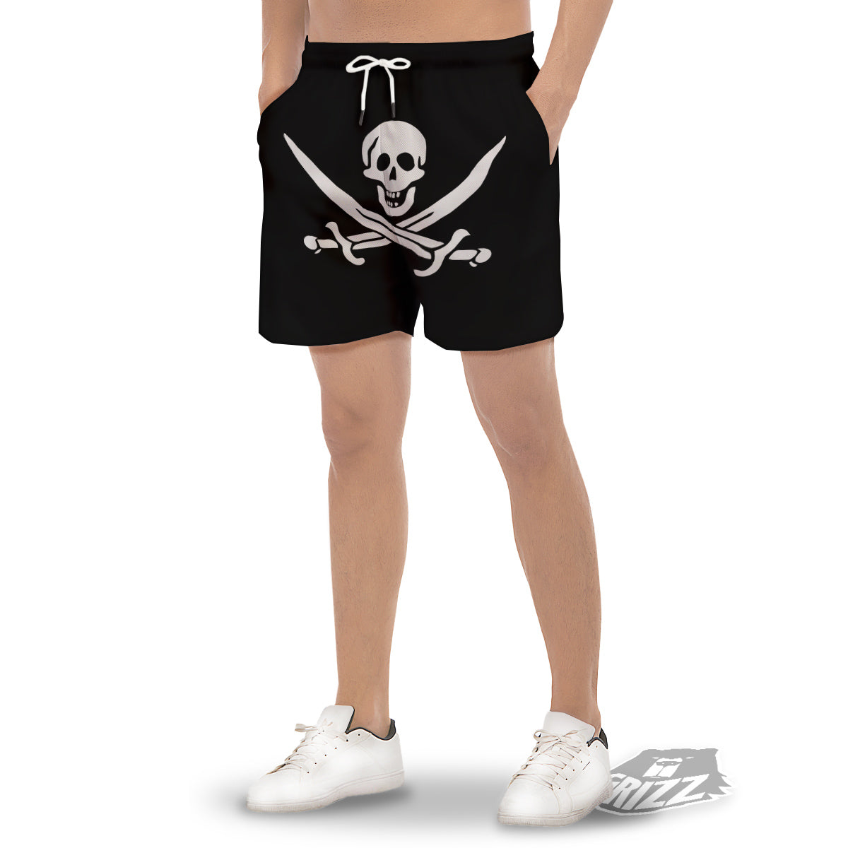 Pirate Flag Calico Jack Print Men's Gym Shorts-grizzshop