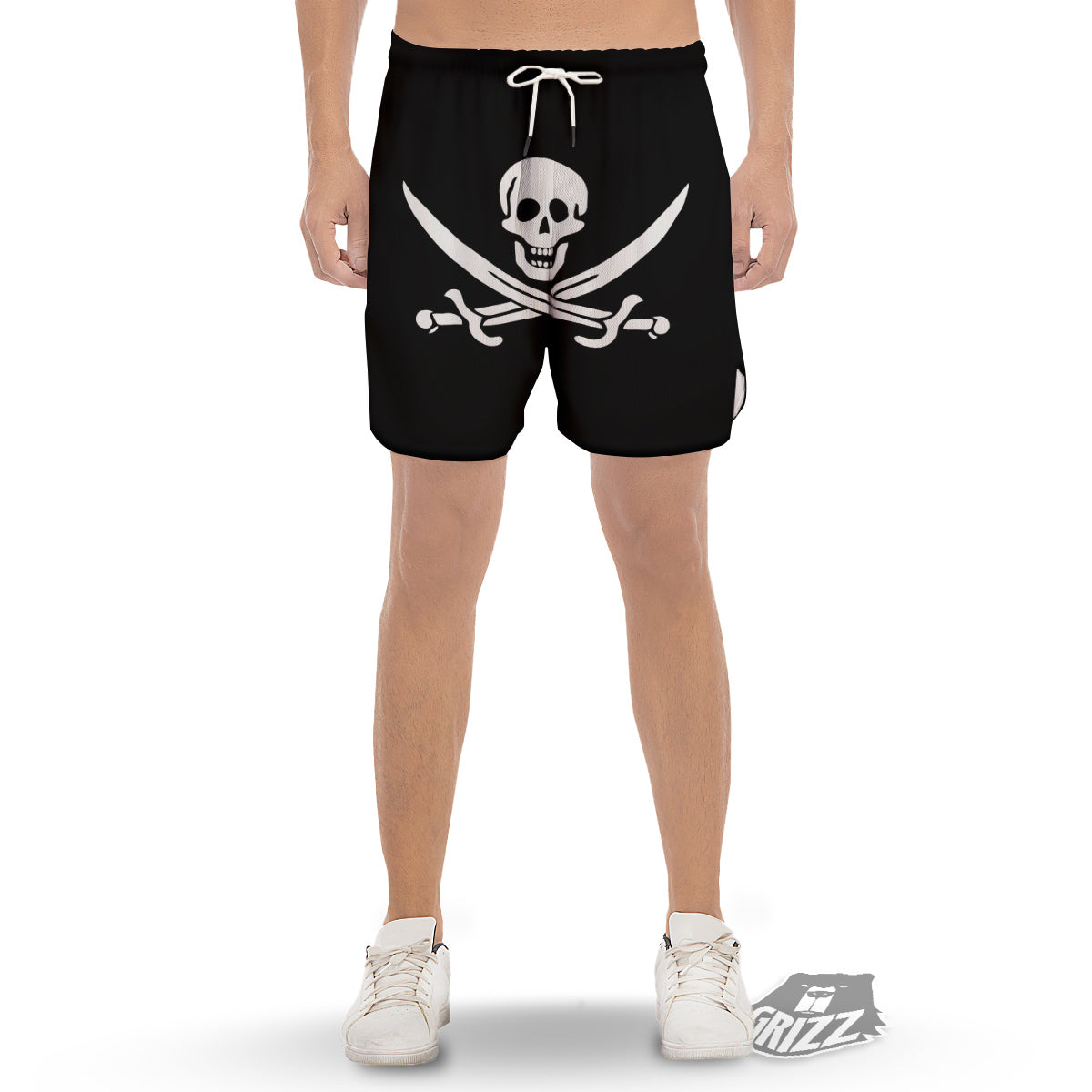 Pirate Flag Calico Jack Print Men's Gym Shorts-grizzshop