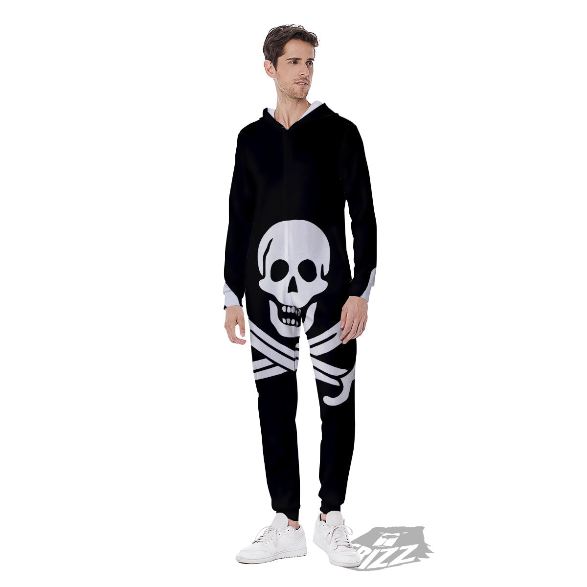 Pirate Flag Calico Jack Print Men's Jumpsuit-grizzshop
