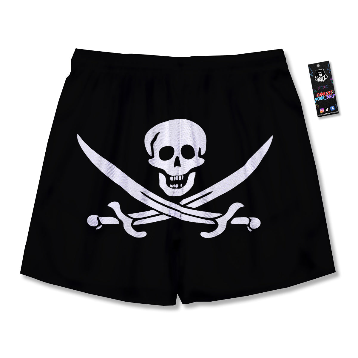 Pirate Flag Calico Jack Print Men's Running Shorts-grizzshop