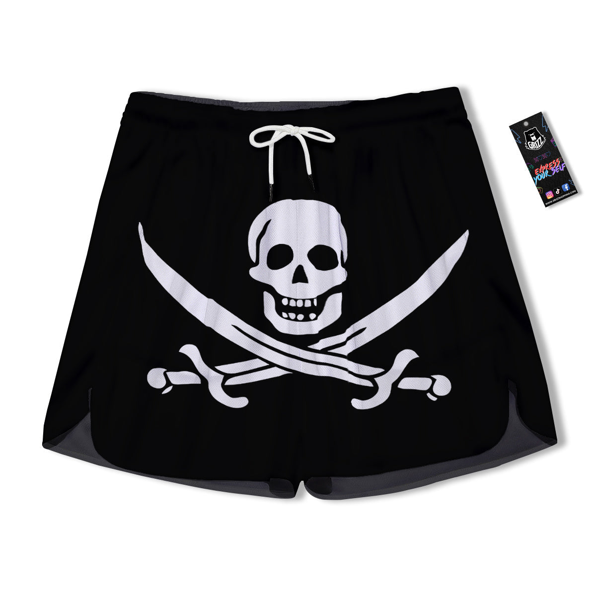 Pirate Flag Calico Jack Print Men's Running Shorts-grizzshop