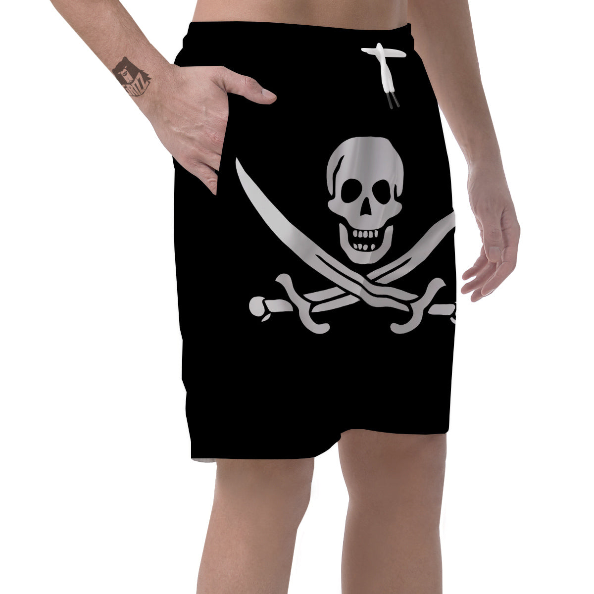 Pirate Flag Calico Jack Print Men's Shorts-grizzshop