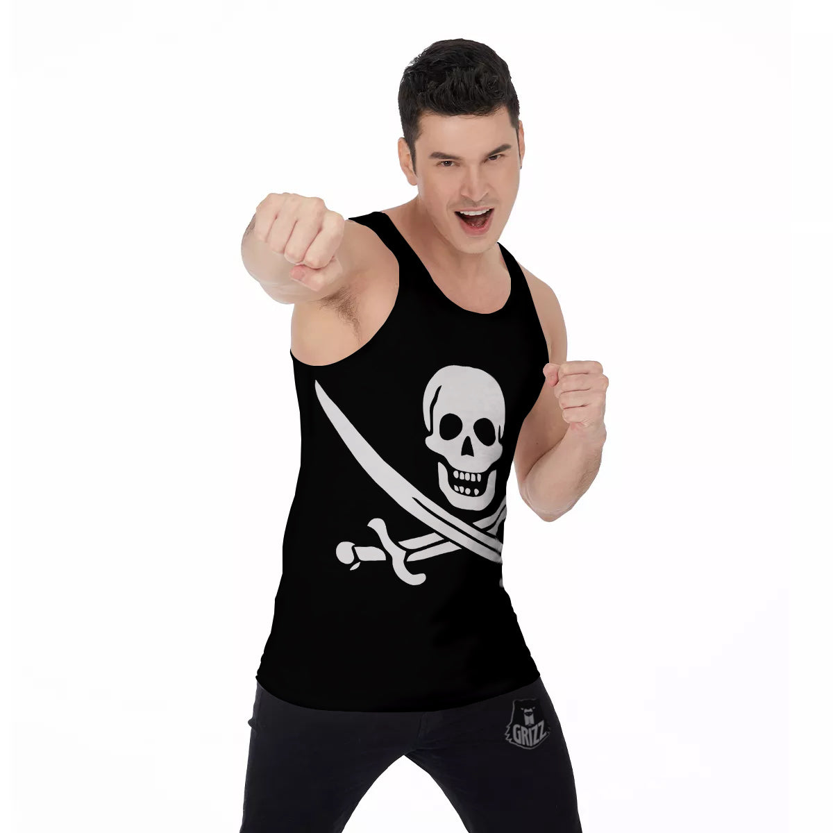 Pirate Flag Calico Jack Print Men's Tank Top-grizzshop