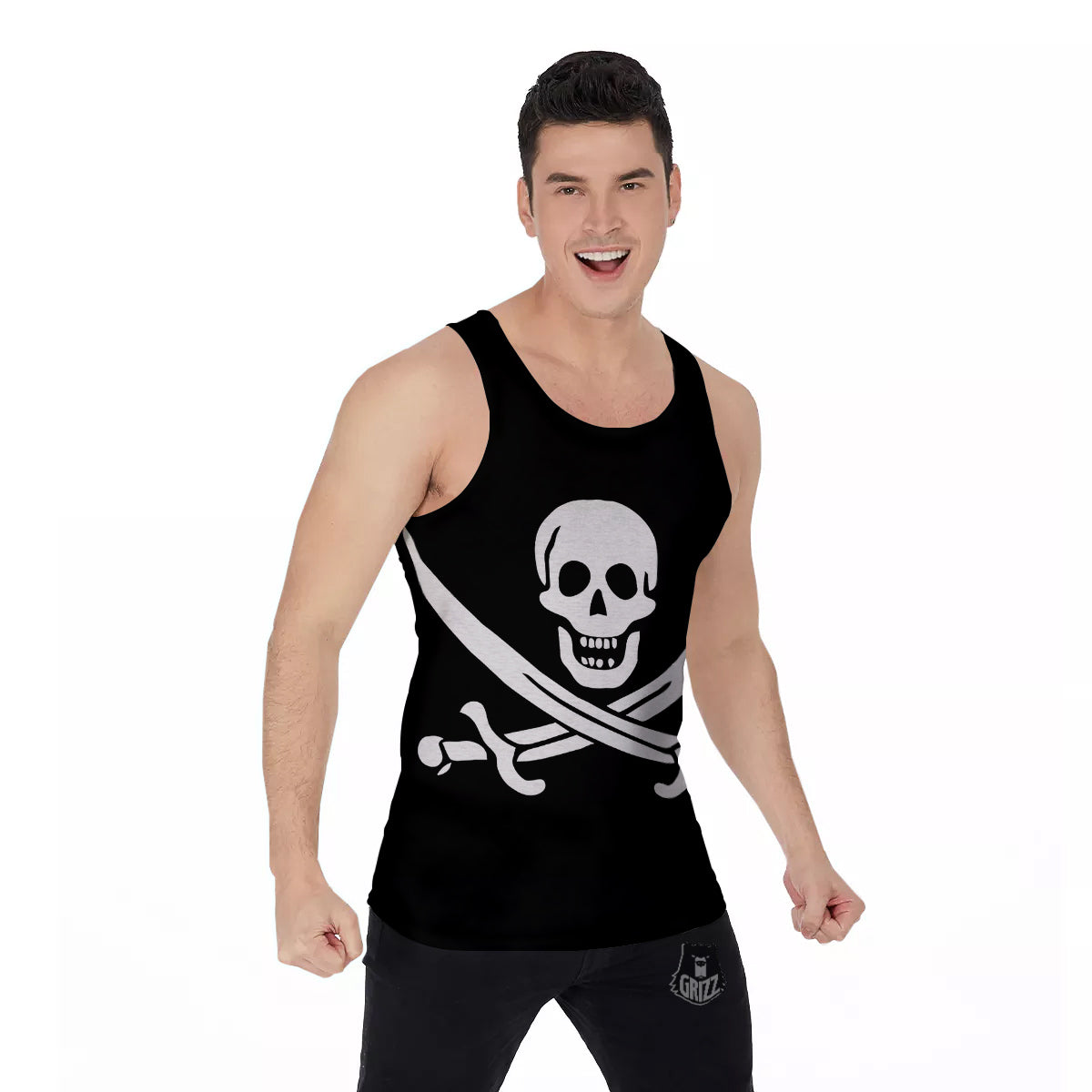 Pirate Flag Calico Jack Print Men's Tank Top-grizzshop