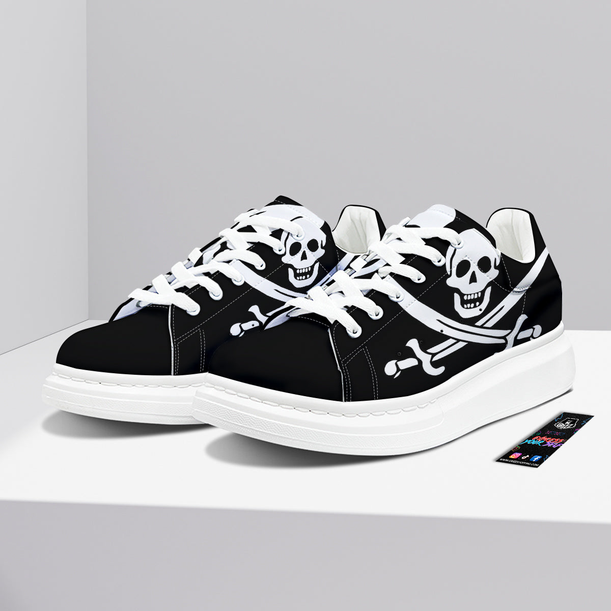 Pirate Flag Calico Jack Print Platform Shoes-grizzshop