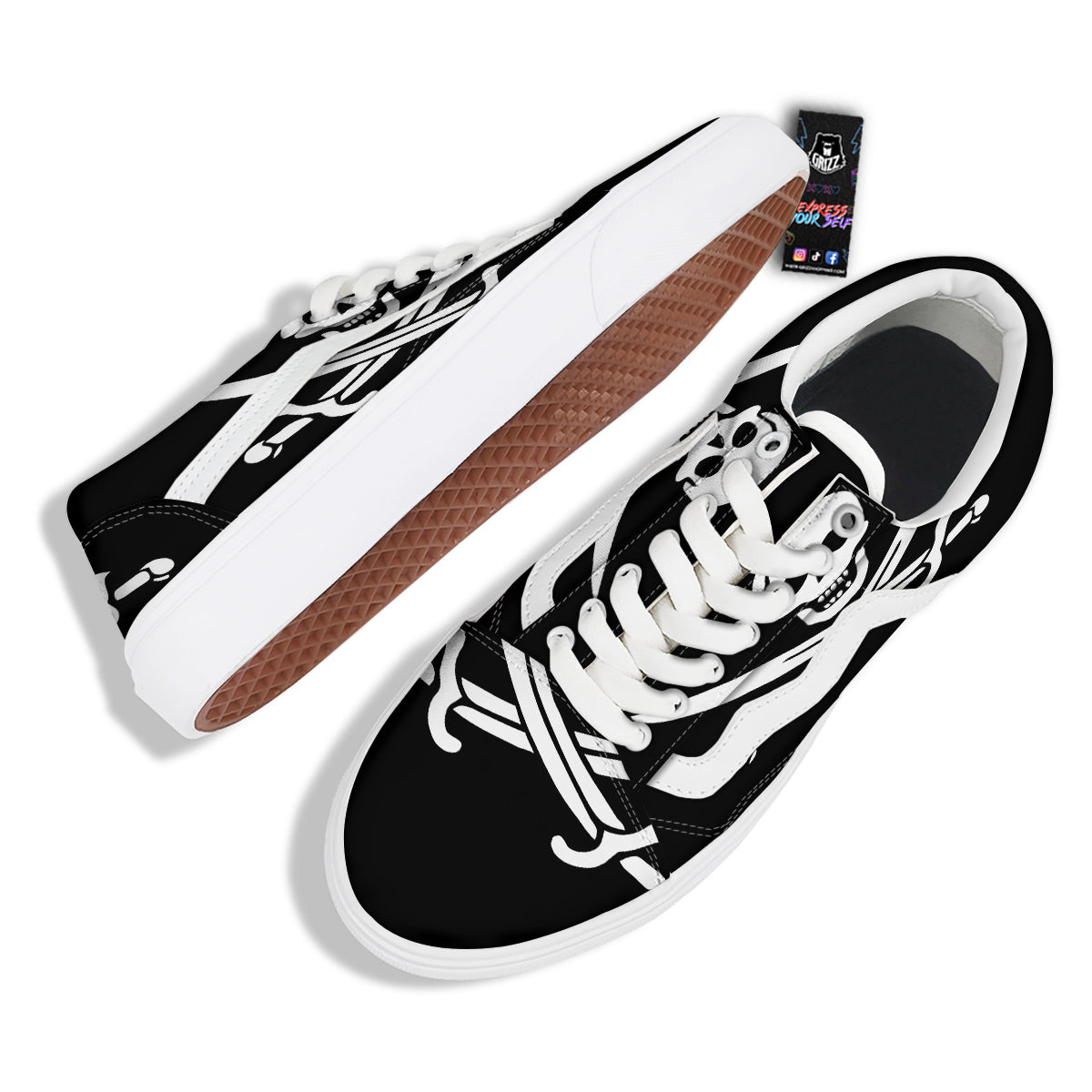 Pirate Flag Calico Jack Print Skate Shoes-grizzshop
