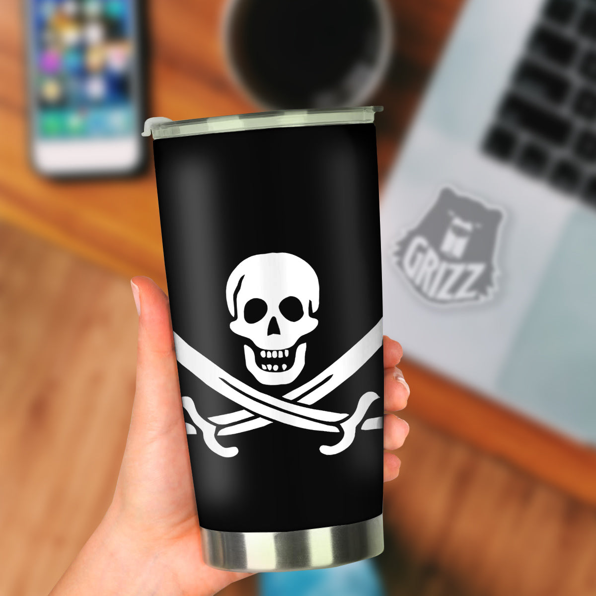 Pirate Flag Calico Jack Print Tumbler-grizzshop