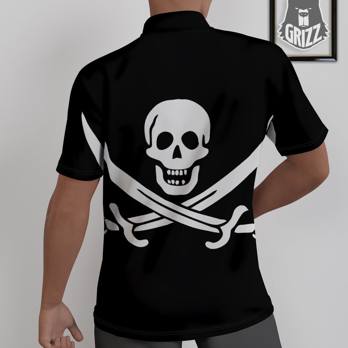 Pirate Flag Calico Jack Print Untucked Shirts-grizzshop