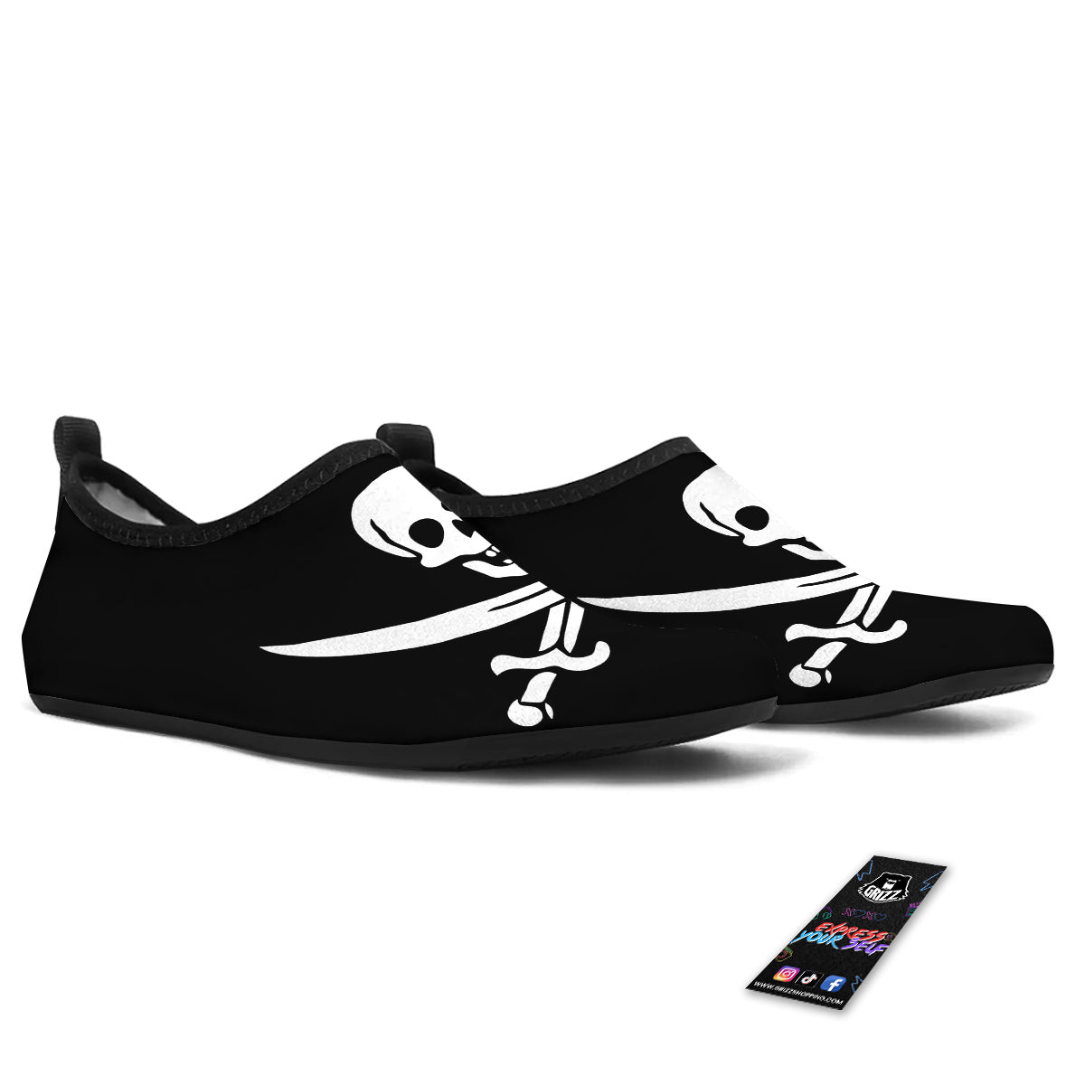Pirate Flag Calico Jack Print Water Shoes-grizzshop
