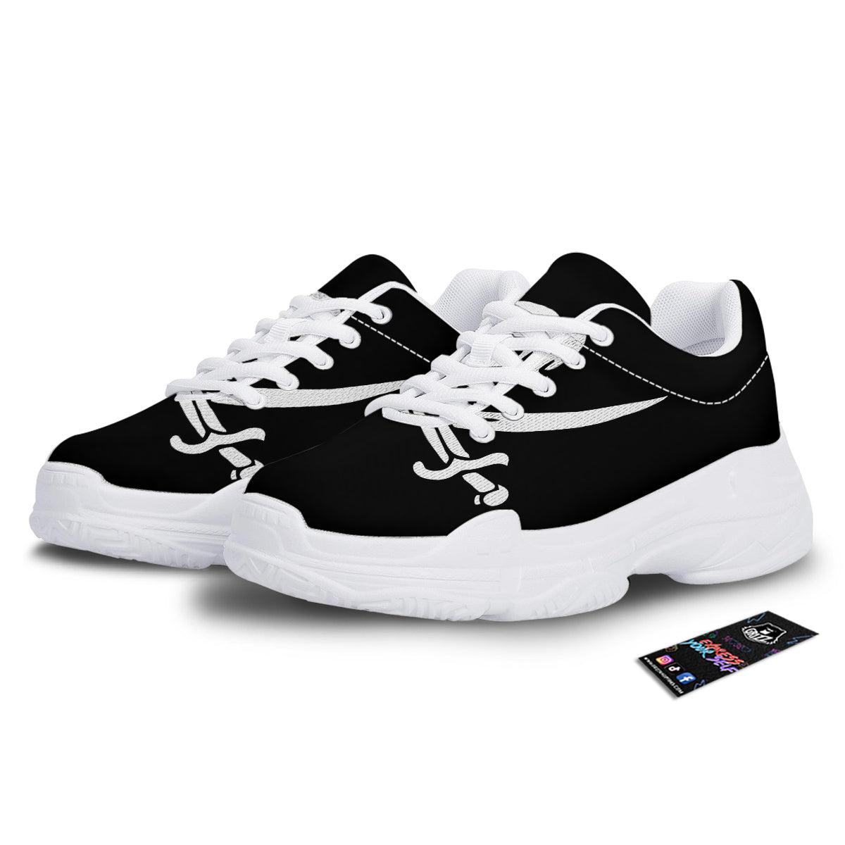 Pirate Flag Calico Jack Print White Chunky Shoes-grizzshop