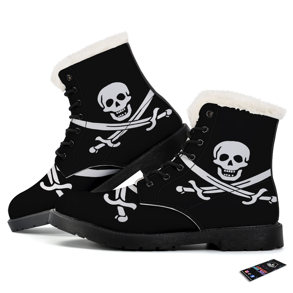 Pirate Flag Calico Jack Print Winter Boots-grizzshop