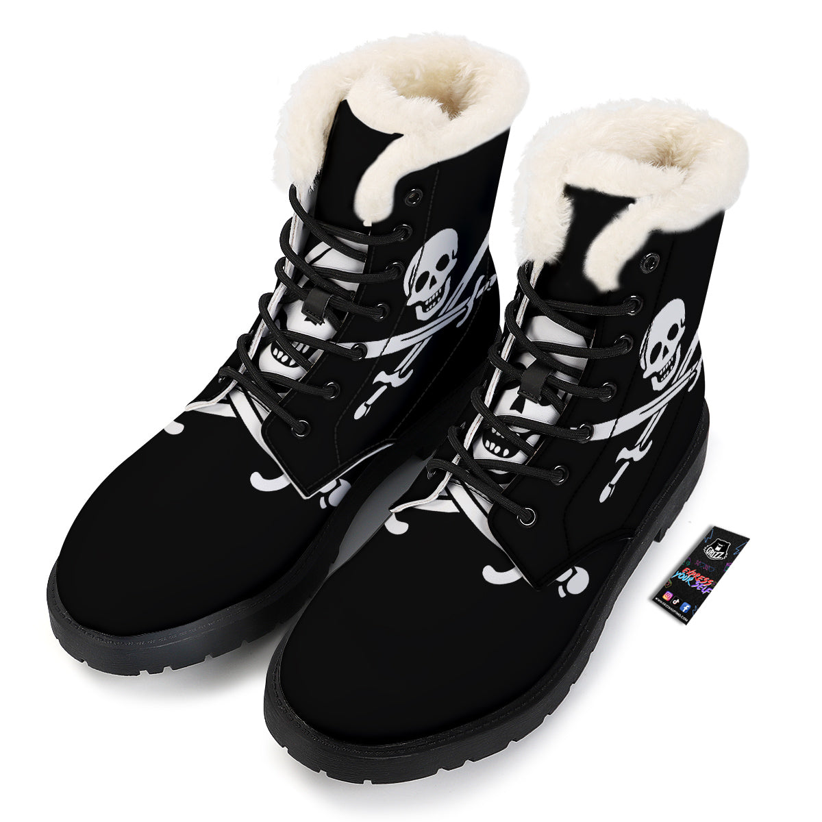 Pirate Flag Calico Jack Print Winter Boots-grizzshop