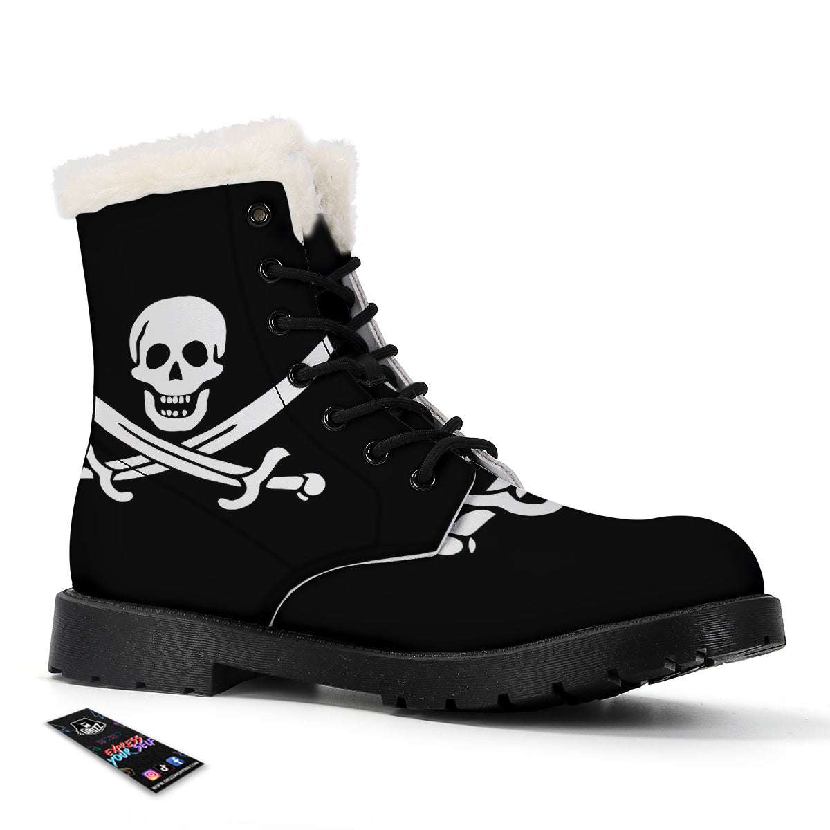 Pirate Flag Calico Jack Print Winter Boots-grizzshop