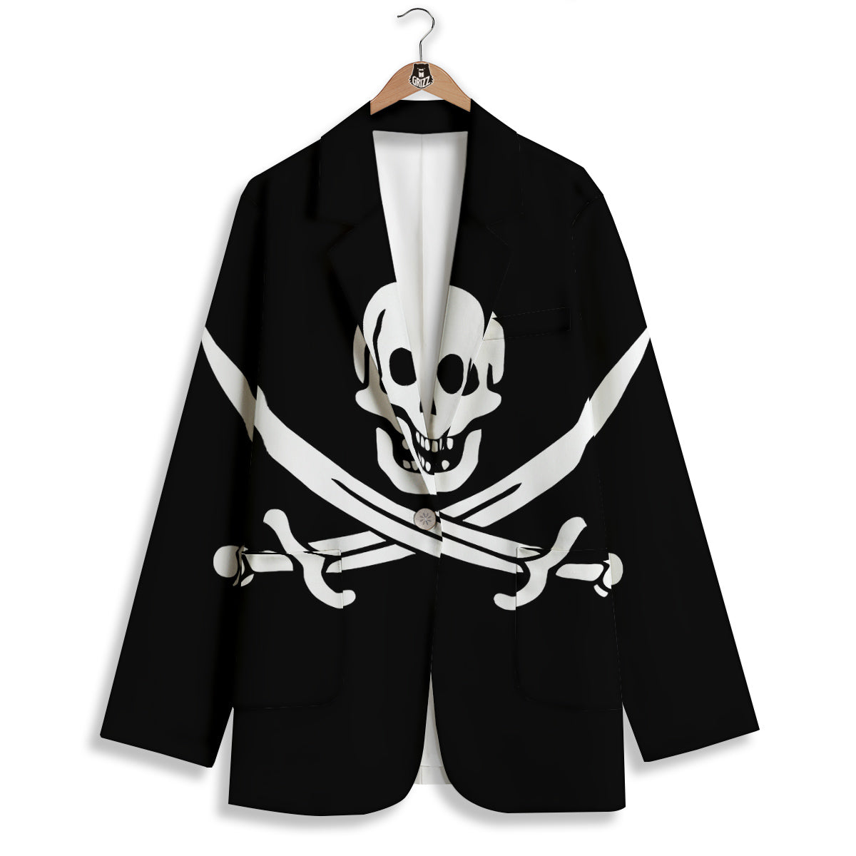 Pirate Flag Calico Jack Print Women's Blazer-grizzshop