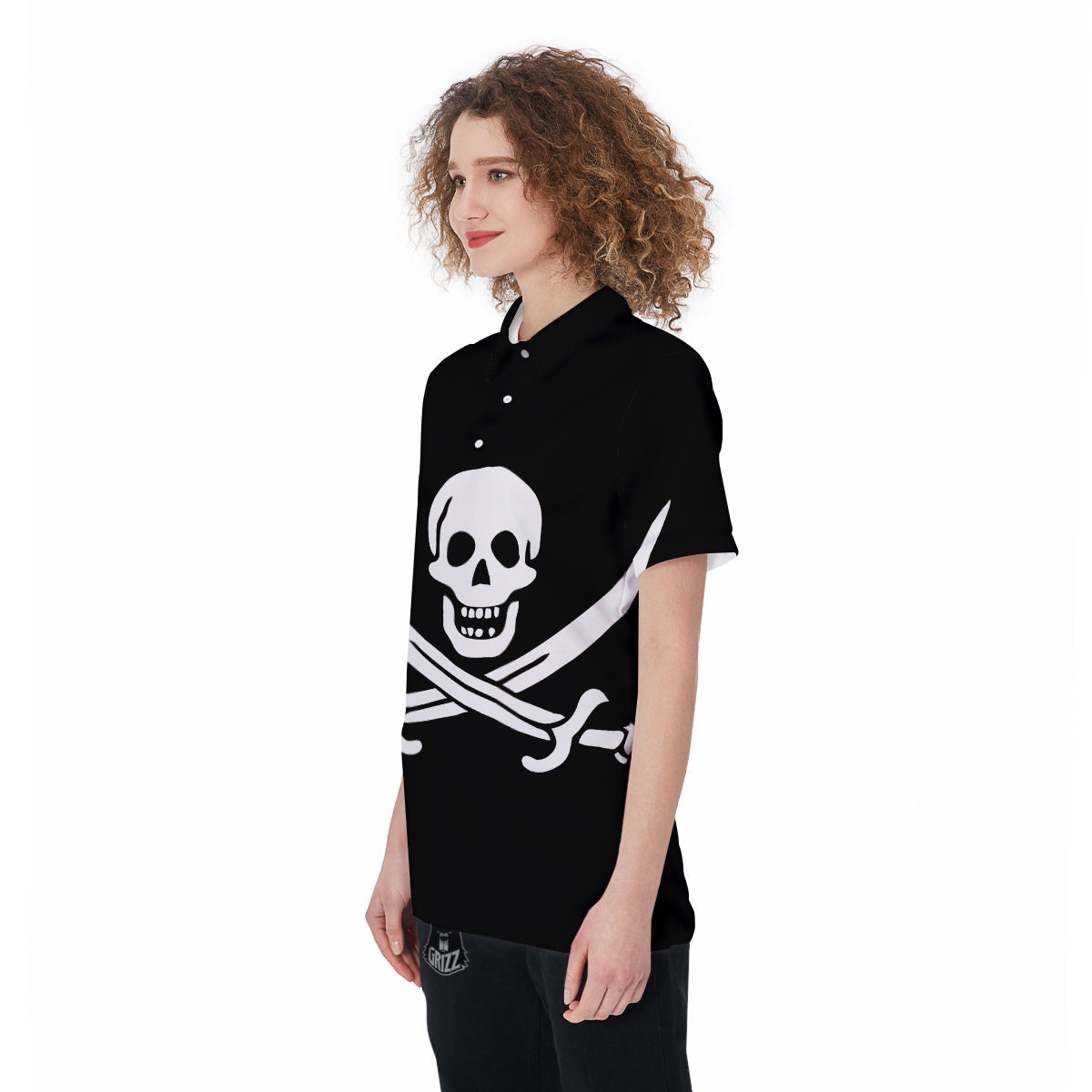 Pirate Flag Calico Jack Print Women's Golf Shirts-grizzshop