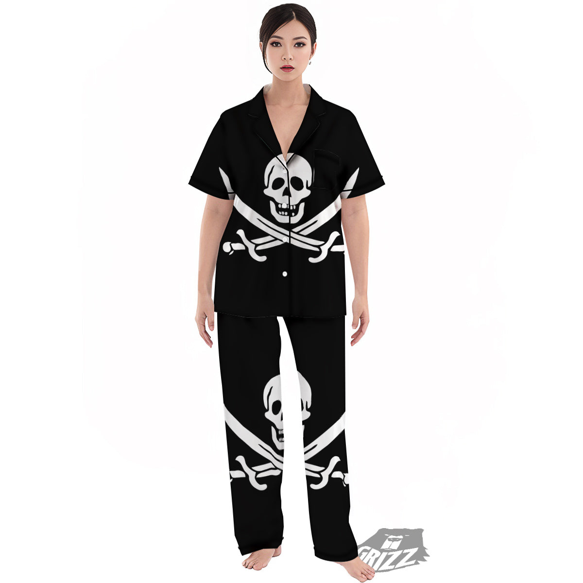 Pirate Flag Calico Jack Print Women's Pajamas Set-grizzshop