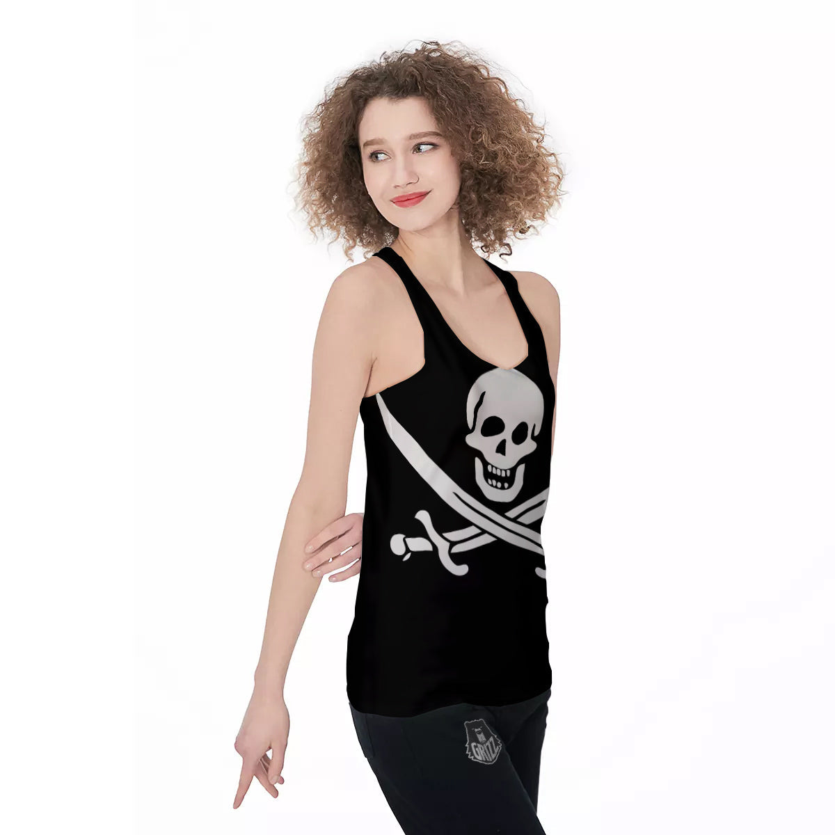 Pirate Flag Calico Jack Print Women's Racerback Tank Top-grizzshop