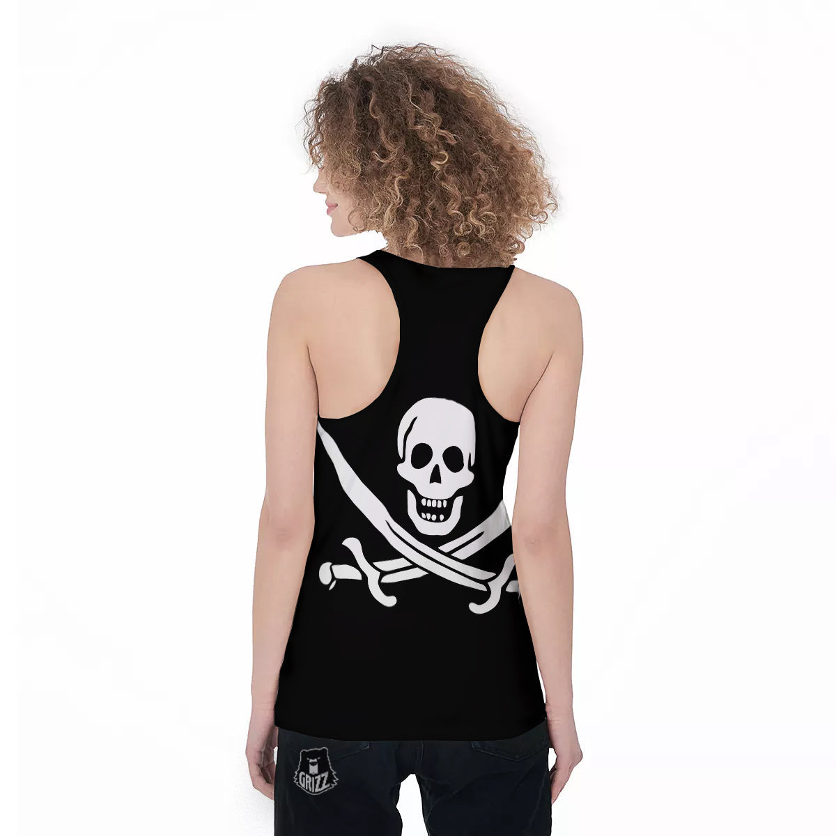 Pirate Flag Calico Jack Print Women's Racerback Tank Top-grizzshop